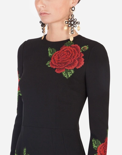 Shop Dolce & Gabbana Short Dress With Rose Embroidery