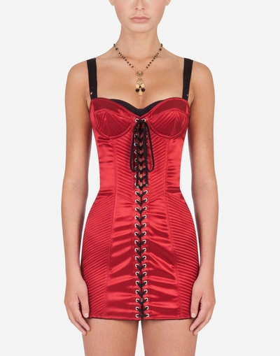 Shop Dolce & Gabbana Short Corset Dress With Sweetheart Neckline