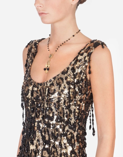 Shop Dolce & Gabbana Sheath Dress With Leopard-look Sequin Embellishment In Multicolor
