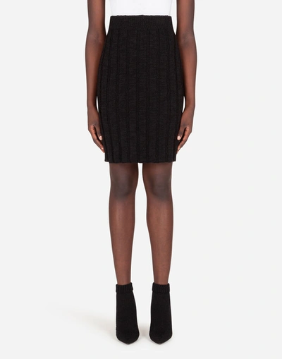 Shop Dolce & Gabbana Knit Pencil Skirt In Black
