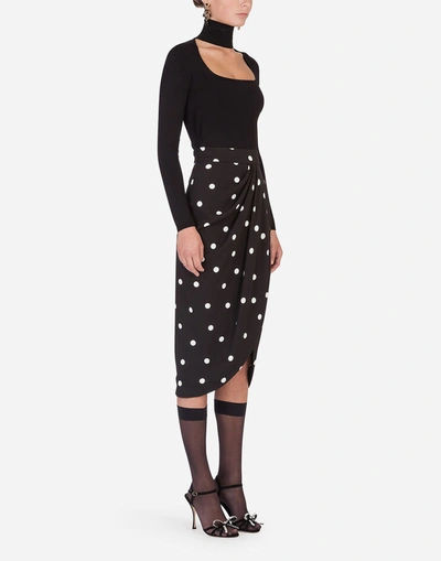 Shop Dolce & Gabbana Polka-dot Calf-length Skirt