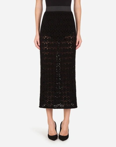 Shop Dolce & Gabbana Lace-effect Pencil Skirt