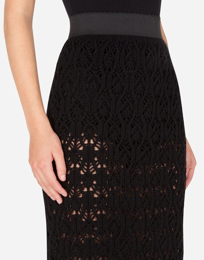 Shop Dolce & Gabbana Lace-effect Pencil Skirt