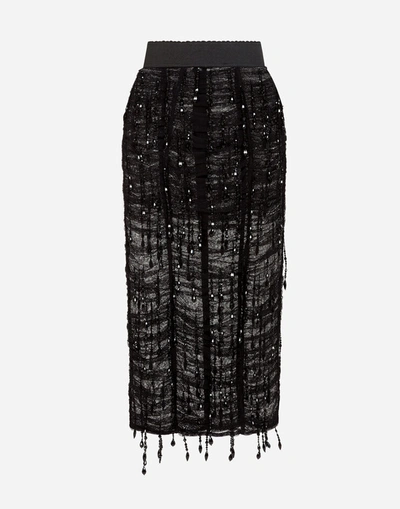 Shop Dolce & Gabbana Embroidered Pencil Skirt