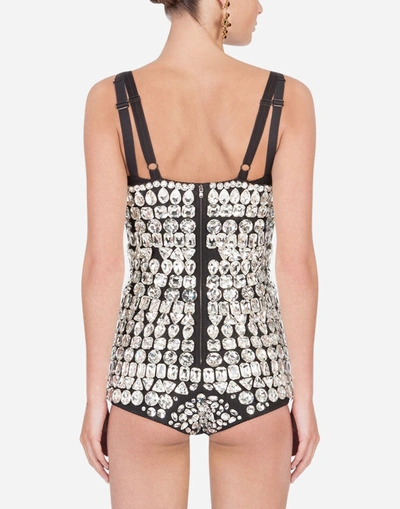 Shop Dolce & Gabbana Bodysuit With Shiny Hand-applied Gemstones