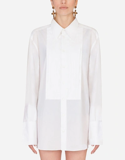 Shop Dolce & Gabbana Cotton Poplin Shirt In White