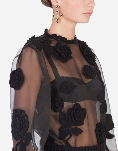 Shop Dolce & Gabbana Organza Blouse In Black