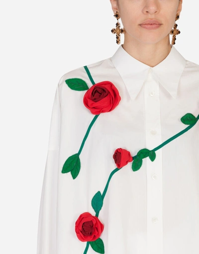 Shop Dolce & Gabbana Shirt With Embroidered Roses