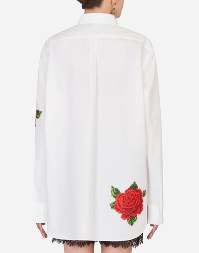 Shop Dolce & Gabbana Shirt With Hand-embroidered Roses