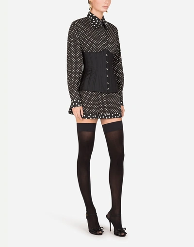 Shop Dolce & Gabbana Cotton Poplin Shirt With Polka-dot Print In Black
