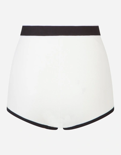 Shop Dolce & Gabbana Jersey High-waisted Panties With Dg Logo In White/black