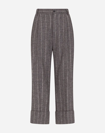 Shop Dolce & Gabbana High-waisted Pinstripe Pants