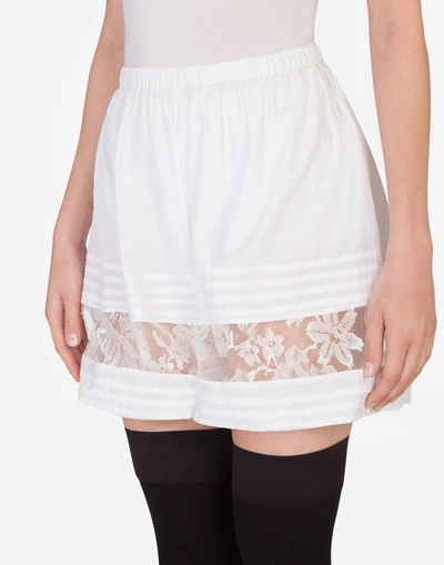 Shop Dolce & Gabbana Silk Shorts With Lace Details