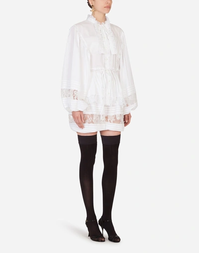 Shop Dolce & Gabbana Silk Shorts With Lace Details