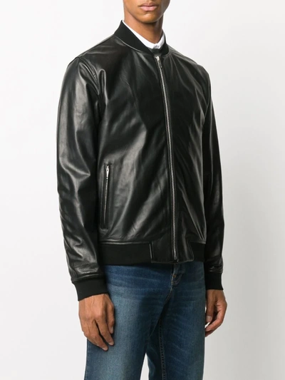 Shop Golden Goose Leather Bomber Jacket In Black