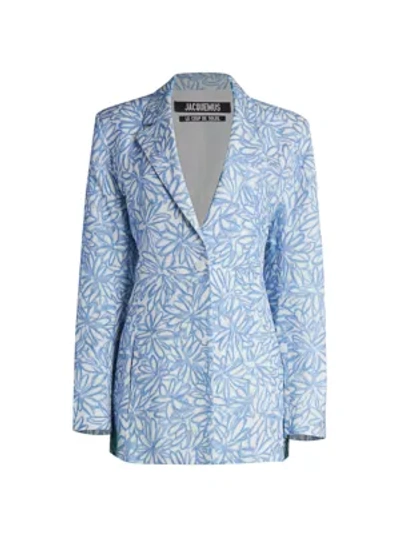 Shop Jacquemus Women's La Veste Tablier Printed Jacket In Blue