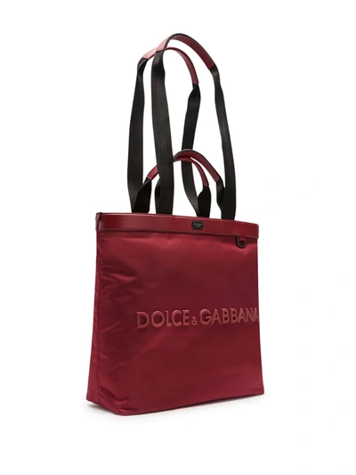 Shop Dolce & Gabbana Logo-embossed Tote Bag In Red