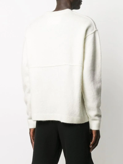 Shop A-cold-wall* Embroidered Logo Paneled Knit Jumper In White