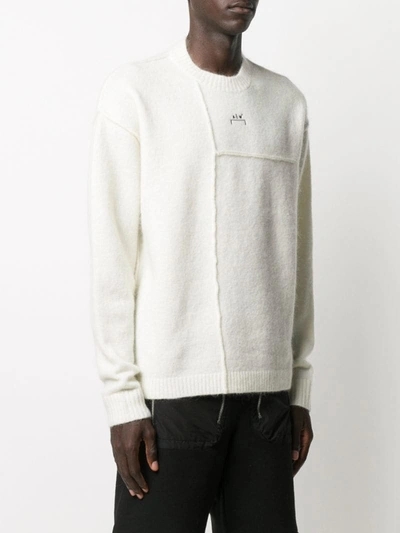 Shop A-cold-wall* Embroidered Logo Paneled Knit Jumper In White