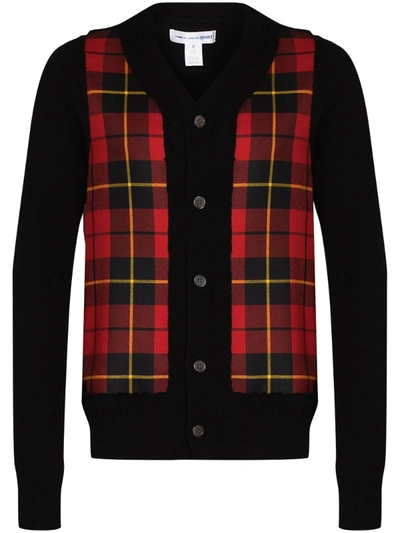 Shop Comme Des Garçons Shirt Check Cardigan In Black