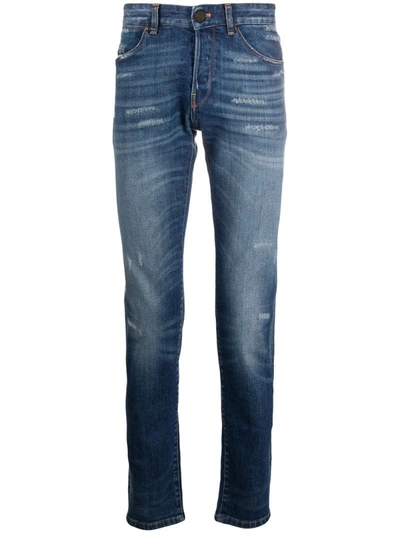 Shop Pt01 Distressed Slim-fit Jeans In Blue