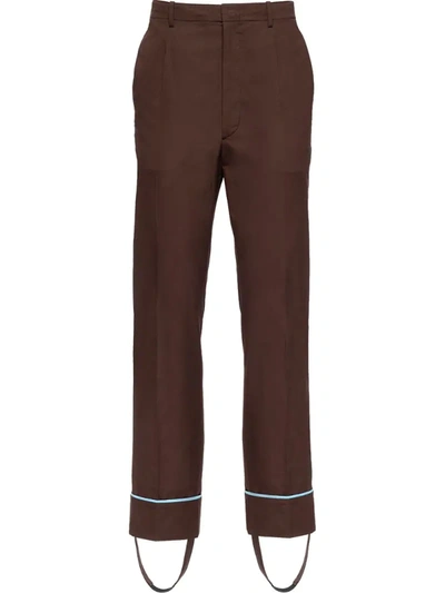 Shop Prada Turn-up Cuffs Tailored Trousers In Brown