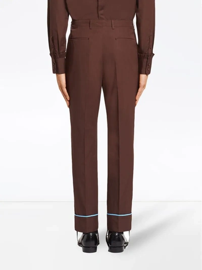 Shop Prada Turn-up Cuffs Tailored Trousers In Brown