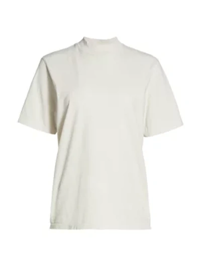 Shop Les Tien Mockneck Short-sleeve T-shirt In Ivory