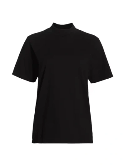 Shop Les Tien Mockneck Short-sleeve T-shirt In Jet Black