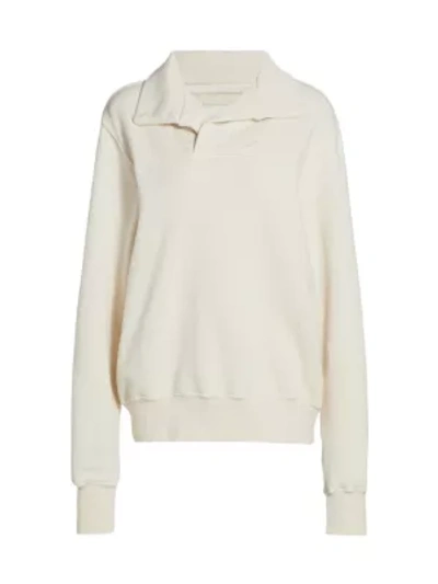Shop Les Tien Yacht Fleece Pullover Sweatshirt In Ivory