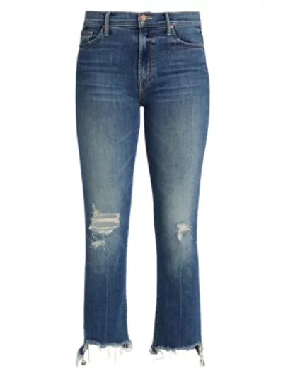 Shop Mother Insider High-rise Cropped Step-hem Jeans In Dancing On Coals