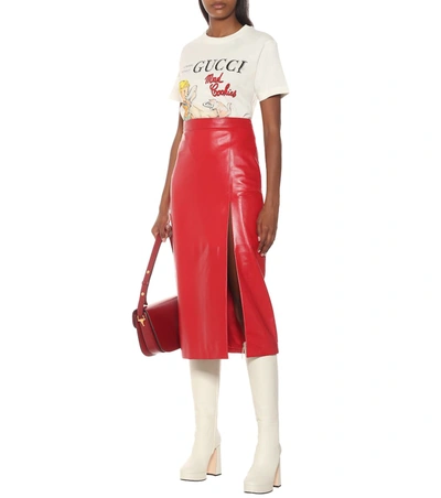 Shop Gucci Printed Cotton Jersey T-shirt In White