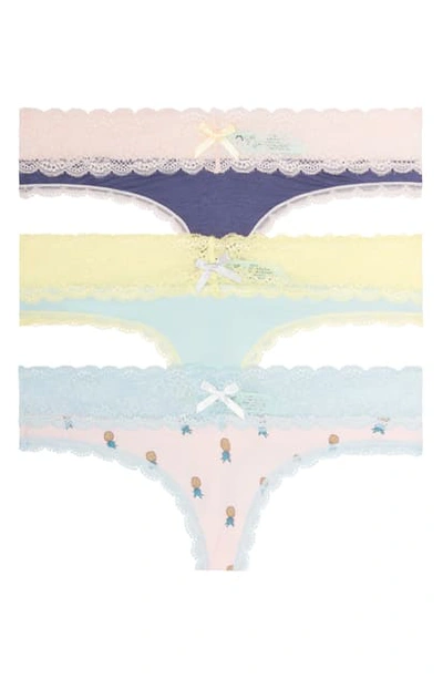 Shop Honeydew Intimates Ahna 3-pack Lace Thong In Cape Town/ Star Sky/ Pineapple
