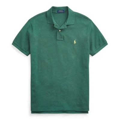 Shop Polo Ralph Lauren The Iconic Mesh Polo Shirt In Green Heather/yellow