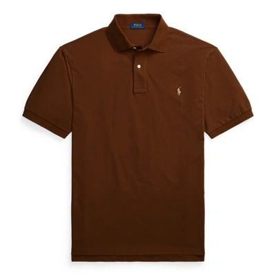Shop Polo Ralph Lauren The Iconic Mesh Polo Shirt In Cooper Brown/cream