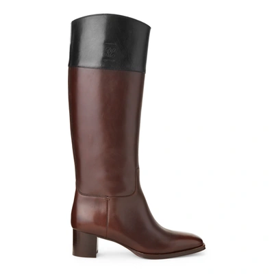 Shop Ralph Lauren Alyshia Calfskin Boot In English Brown/black