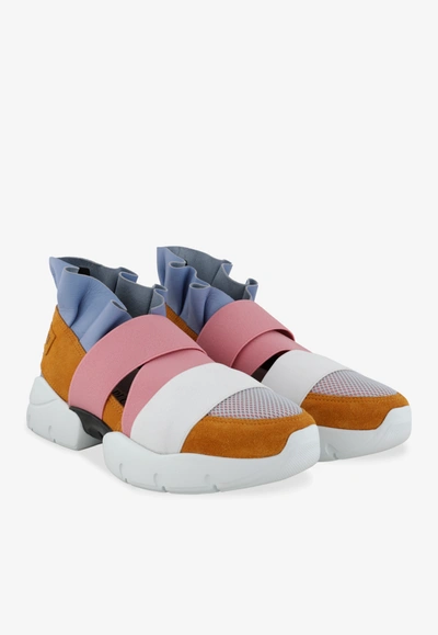 Shop Emilio Pucci City Up Leather Sneakers With Criss-cross Straps In Multicolor