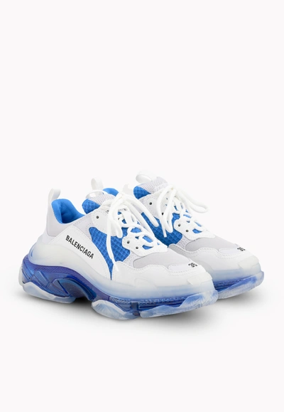 Shop Balenciaga Triple S Clear Sole Sneakers In Leather And Mesh In White
