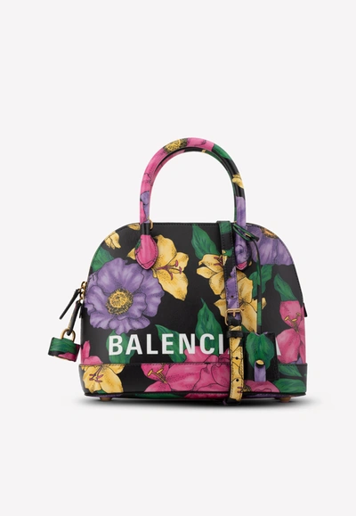 Shop Balenciaga Medium Ville Floral Print Top Handle Bag In Multicolor