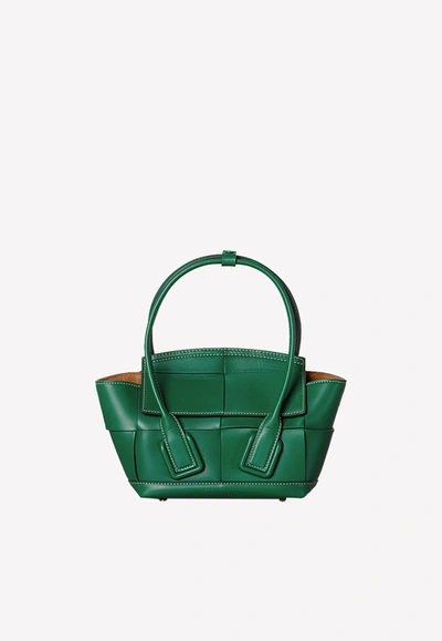 Shop Bottega Veneta Mini Arco Bag In French Calfskin In Green