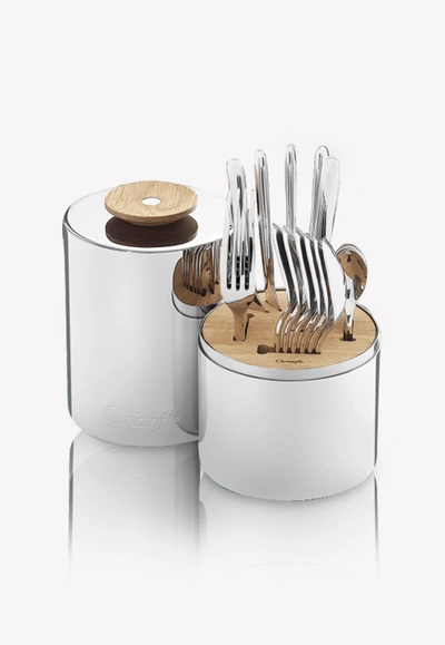 Shop Christofle 'essentiel' 24-piece Stainless Steel Flatware Set With Storage Capsule In Silver
