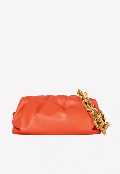 Shop Bottega Veneta The Chain Pouch In Calfskin In Orange