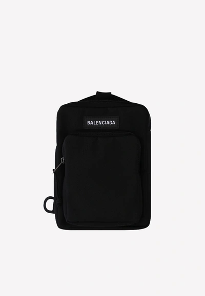 Shop Balenciaga Explorer Crossbody Messenger Bag In Black