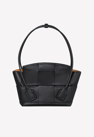 Shop Bottega Veneta Small Arco Bag In Grained Calfskin In Black