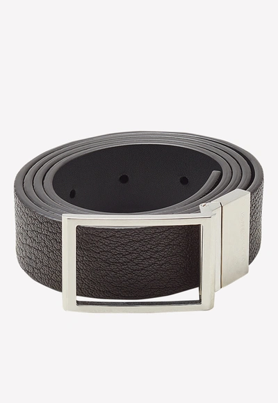 Shop Bottega Veneta Reversible Leather Belt In Brown