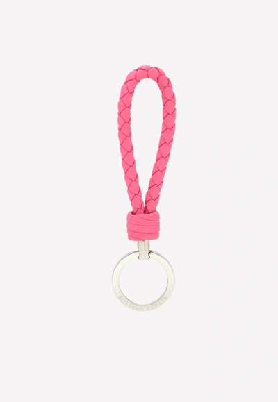 Shop Bottega Veneta Lambskin Leather Key Ring In Pink