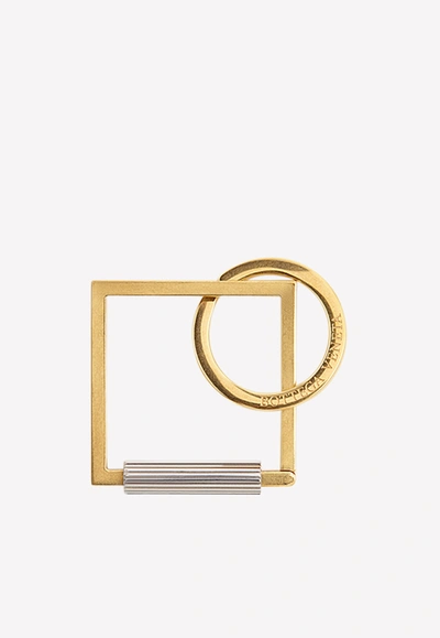 Shop Bottega Veneta Metal Rectangualr Screw Carabiner Key Ring In Gold