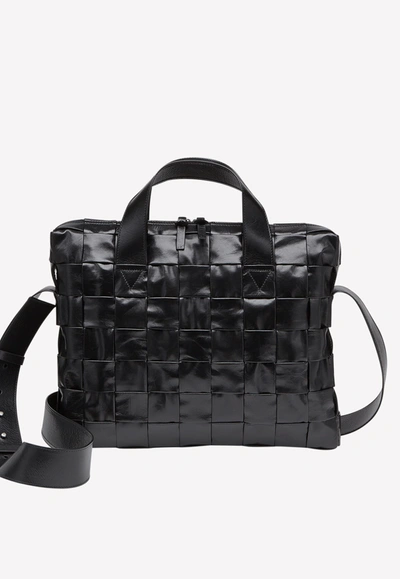 Shop Bottega Veneta The Cassette Woven Calfskin Medium Tote Bag In Black