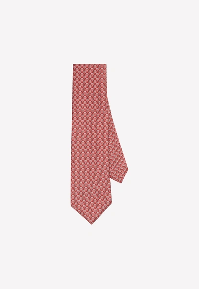 Shop Ferragamo Leonard Gancini Printed Silk Tie In Red