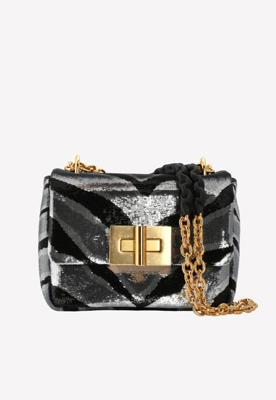 Shop Tom Ford Small Soft Natalia Zebra Print Shoulder Bag With All-over Sequins In Black